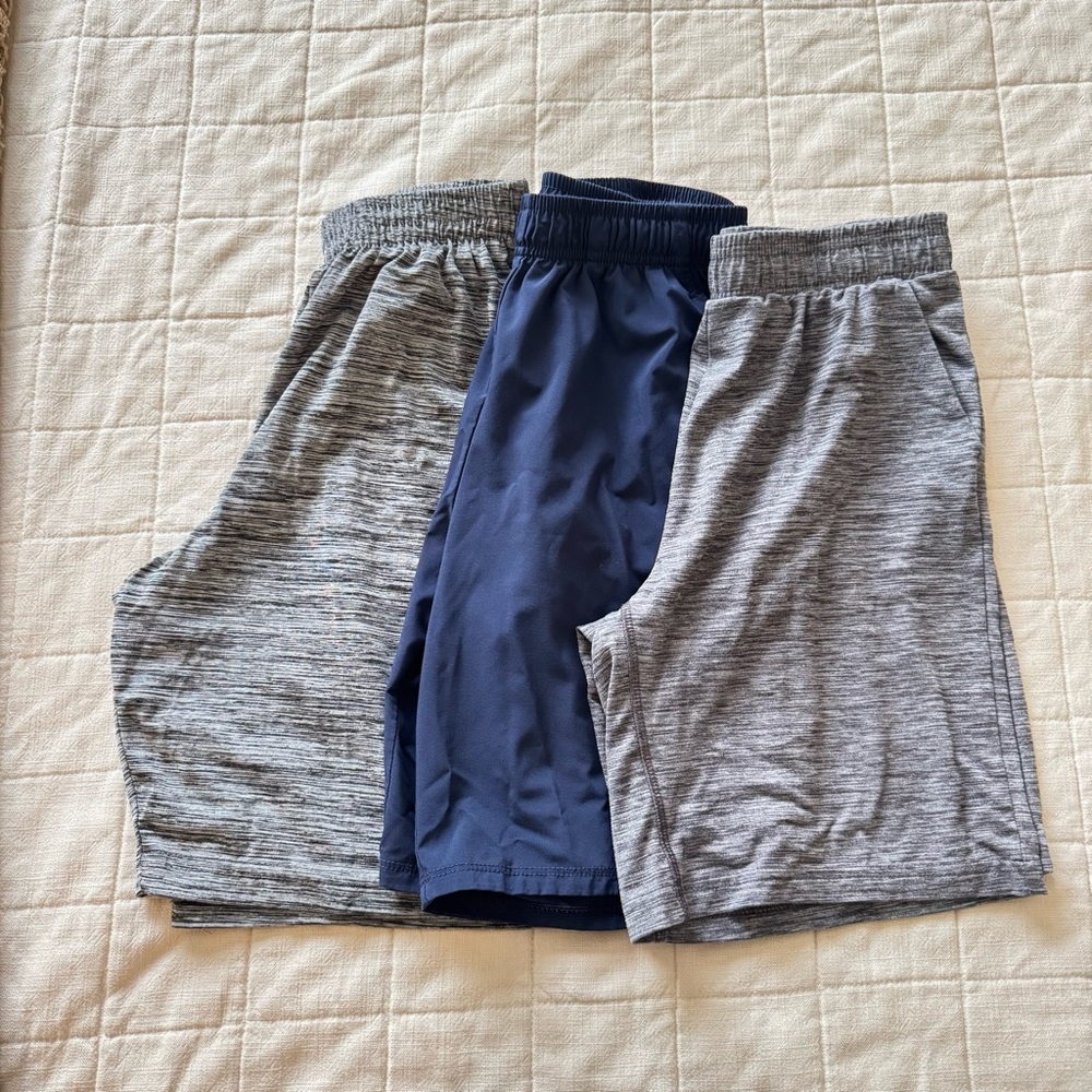 Boys Athletic Shorts Bundle of 3 - Gray, Blue Size 10